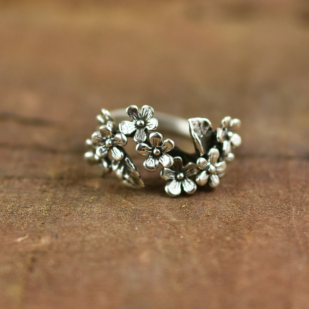 Meadow Bloom floral Wrap ring| Handcrafted 925 Sterling Silver