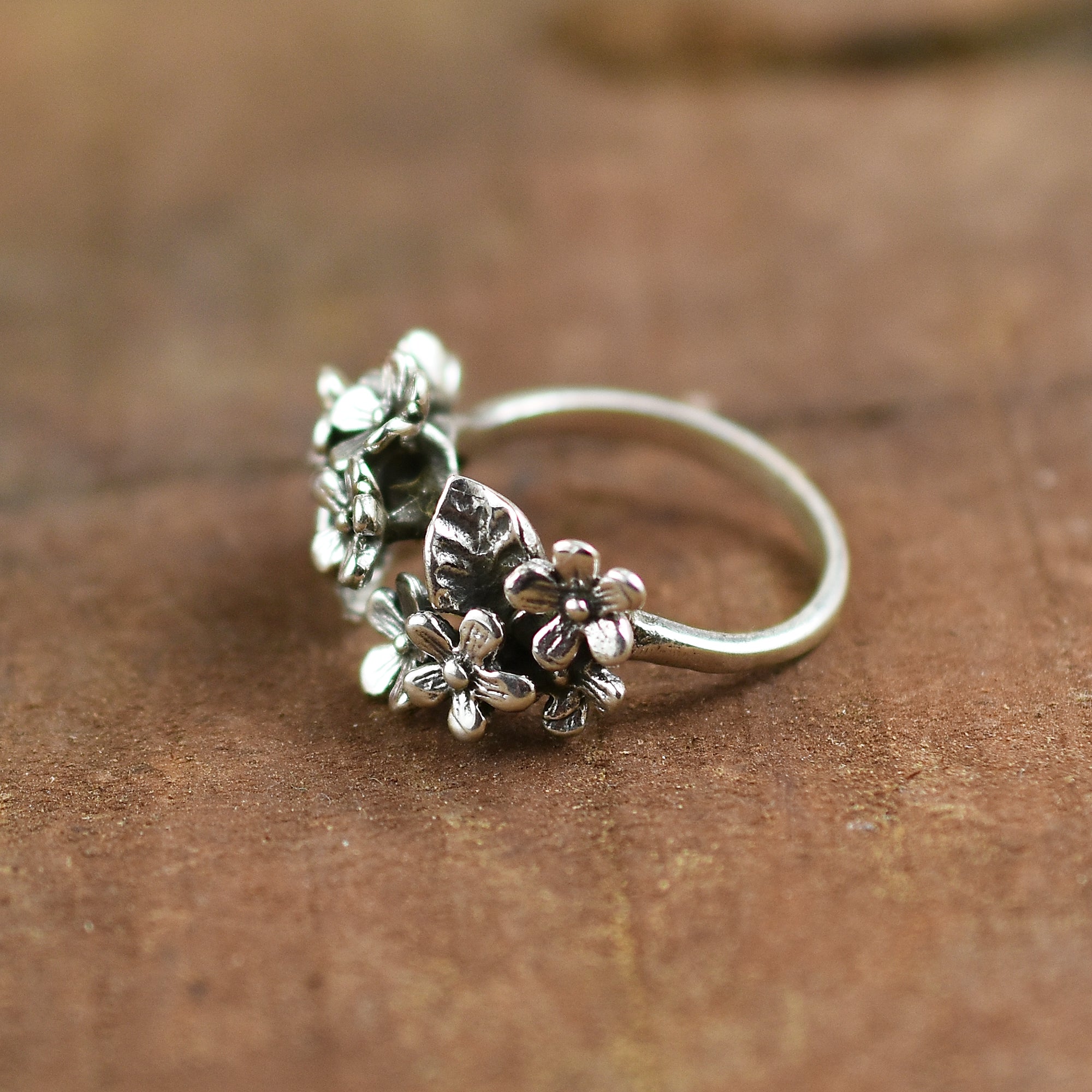 Meadow Bloom floral Wrap ring| Handcrafted 925 Sterling Silver