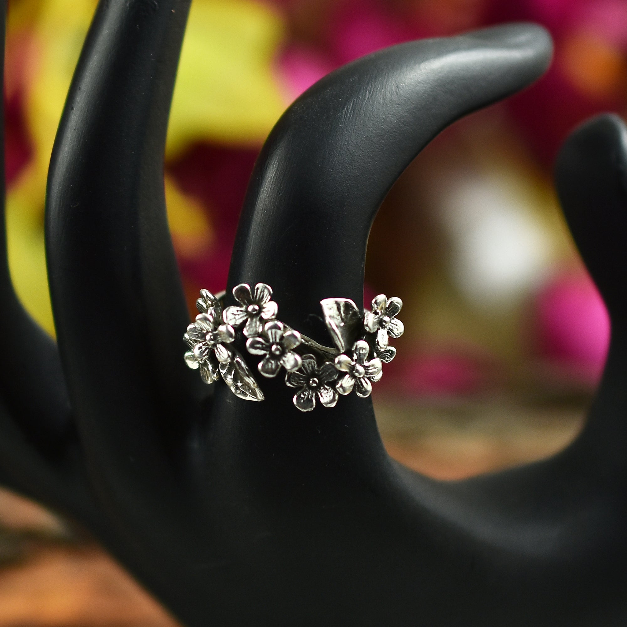 Meadow Bloom floral Wrap ring| Handcrafted 925 Sterling Silver