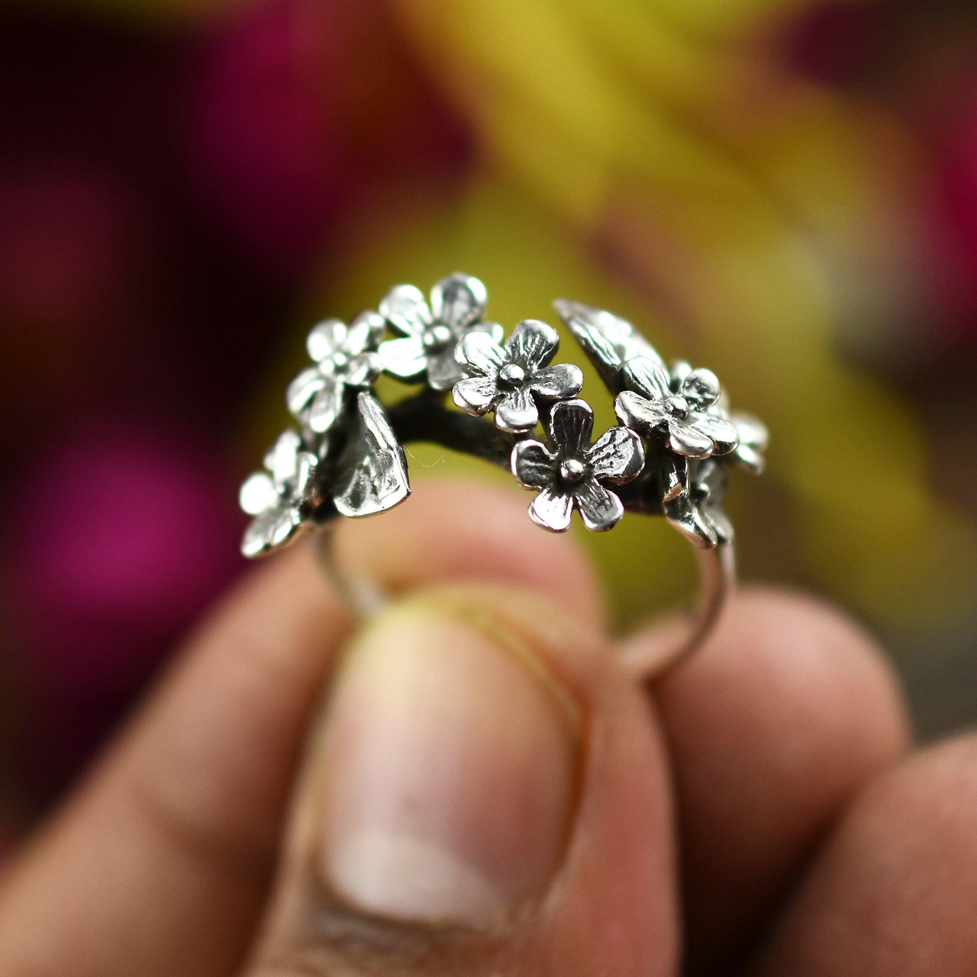 Meadow Bloom floral Wrap ring| Handcrafted 925 Sterling Silver