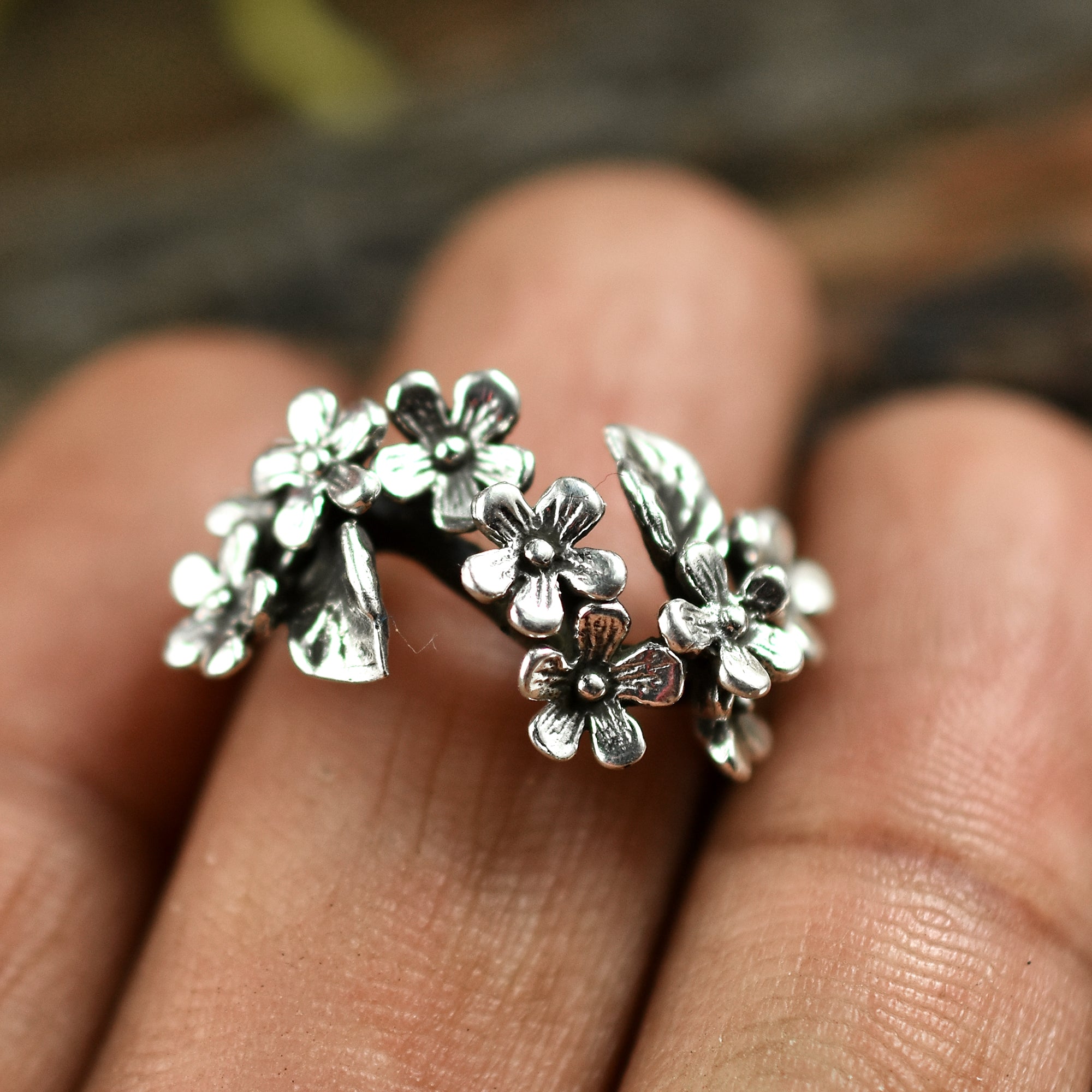 Meadow Bloom floral Wrap ring| Handcrafted 925 Sterling Silver