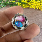Handmade Butterfly Statement Ring - Blue & Pink Mojave Turquoise Silver Ring