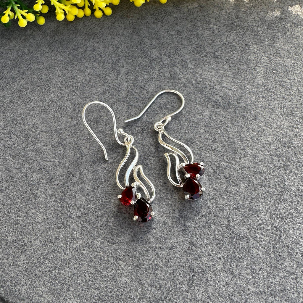 Ruby Blossom Drop Earrings