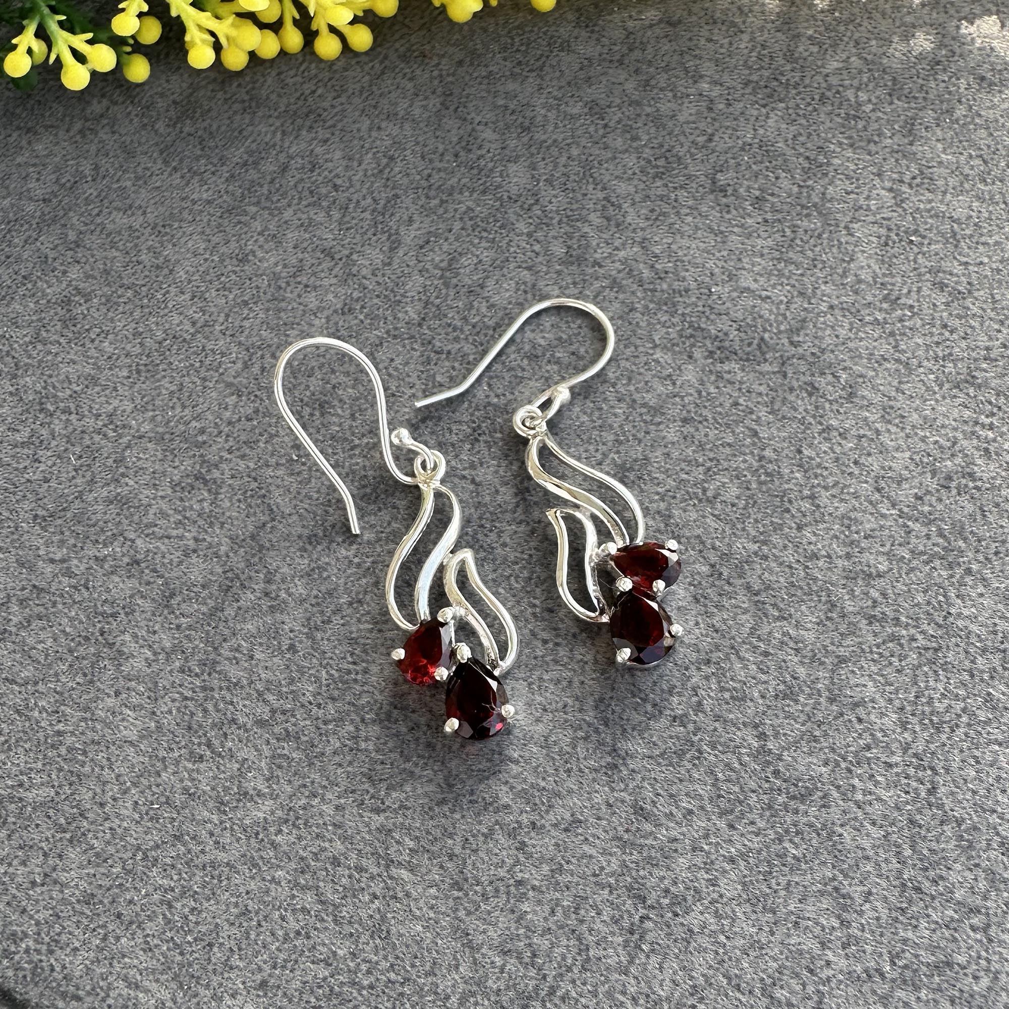 Ruby Blossom Drop Earrings