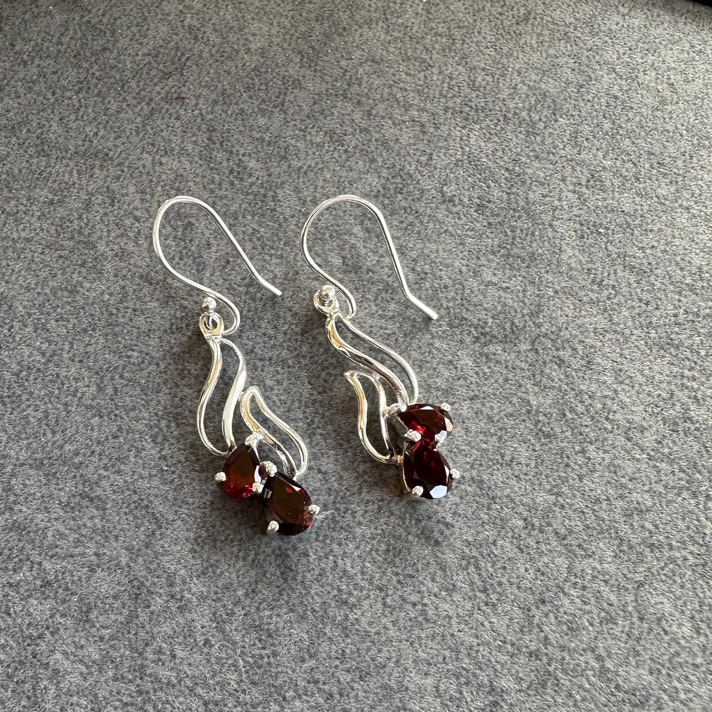 Ruby Blossom Drop Earrings