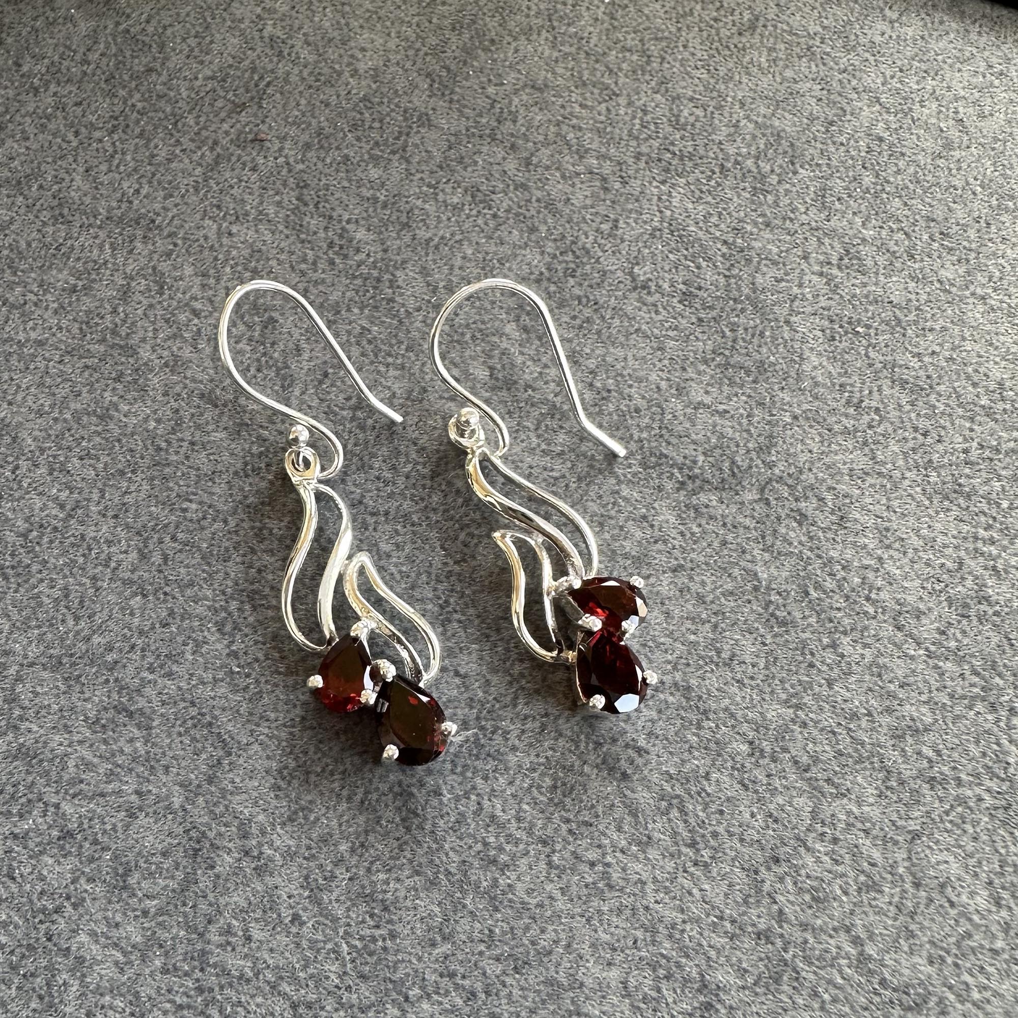 Ruby Blossom Drop Earrings