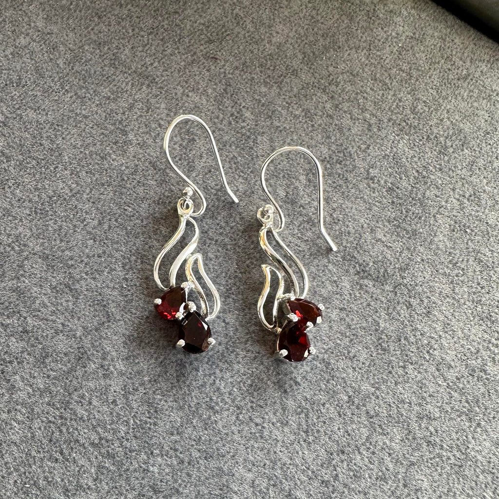 Ruby Blossom Drop Earrings