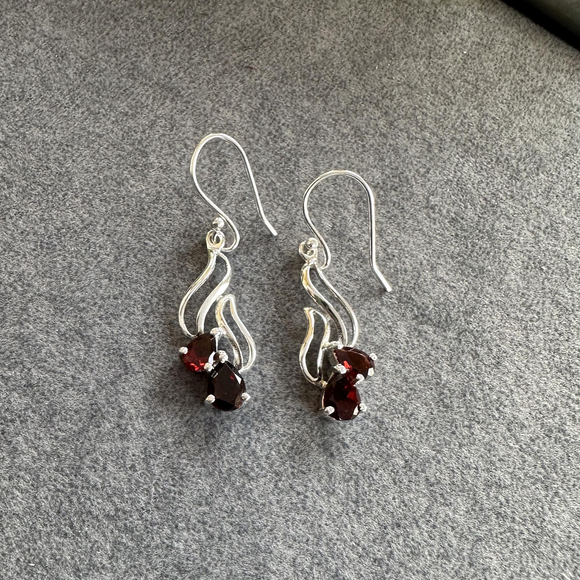Ruby Blossom Drop Earrings