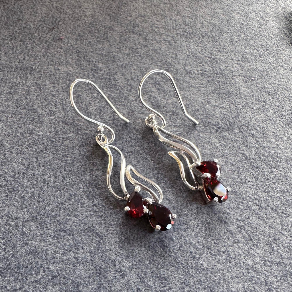 Ruby Blossom Drop Earrings