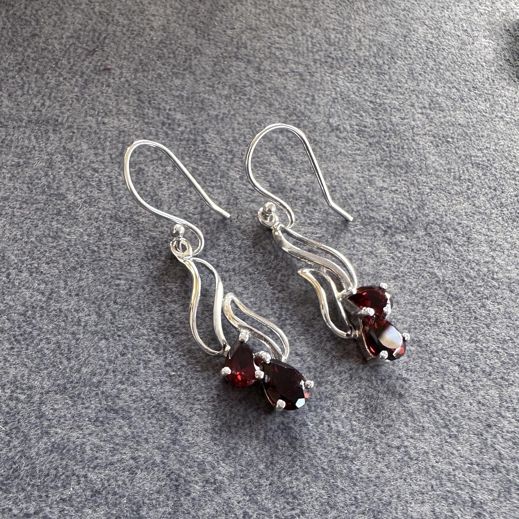 Ruby Blossom Drop Earrings