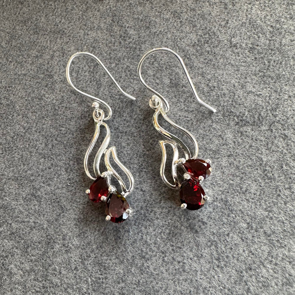 Ruby Blossom Drop Earrings