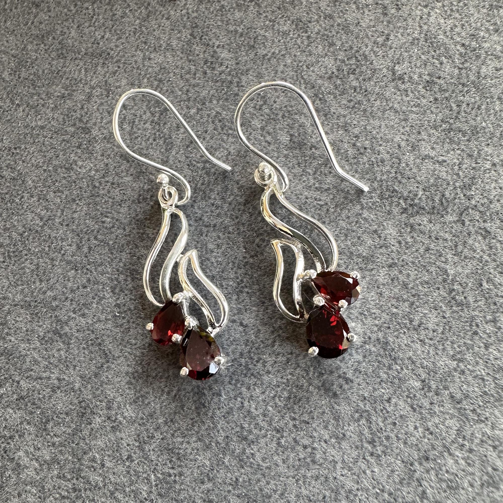 Ruby Blossom Drop Earrings