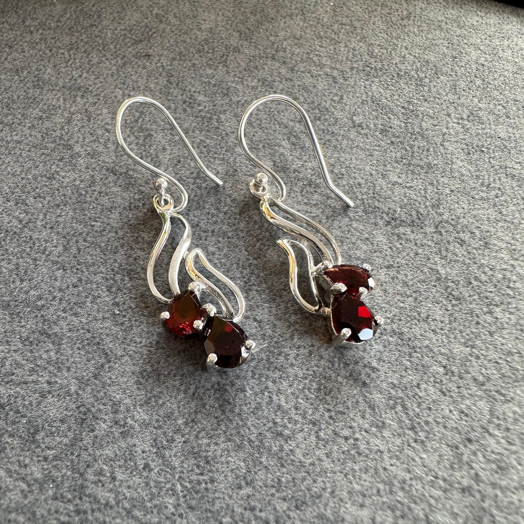 Ruby Blossom Drop Earrings