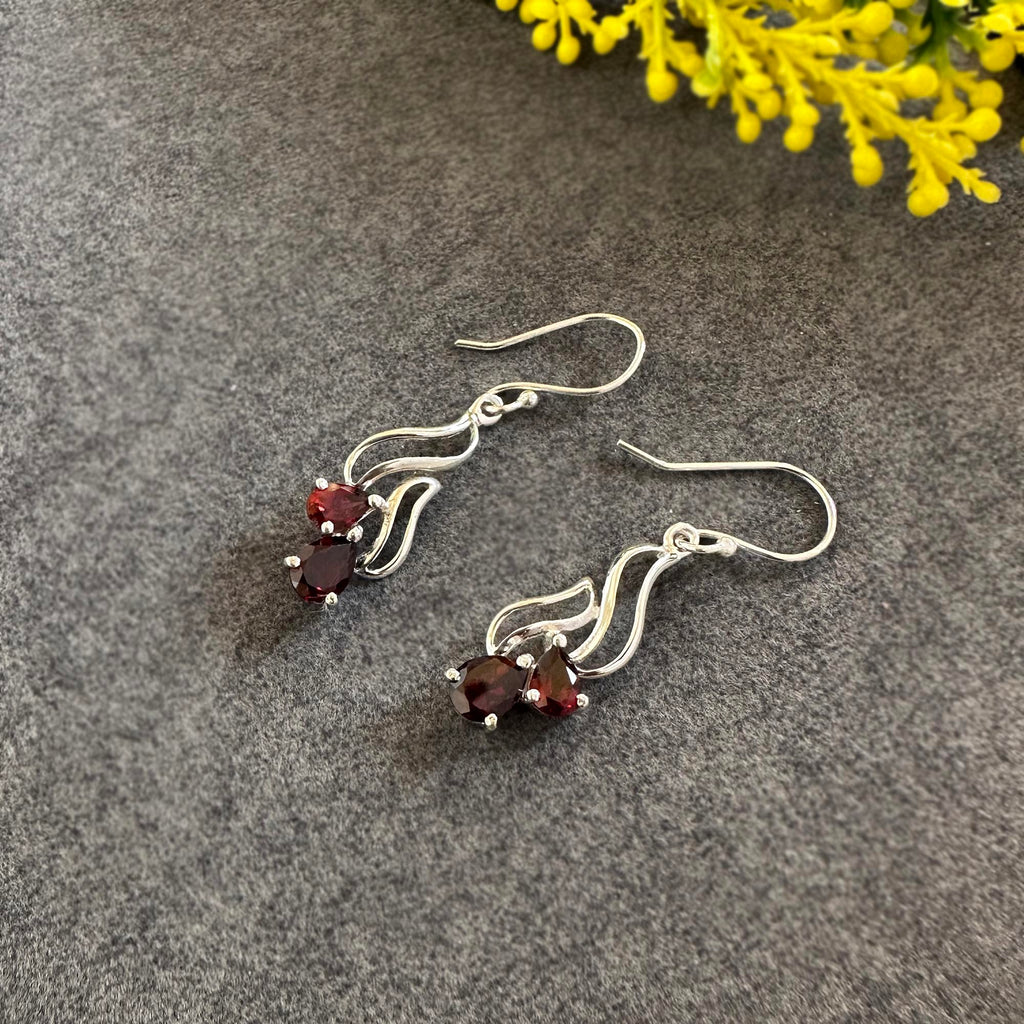 Ruby Blossom Drop Earrings