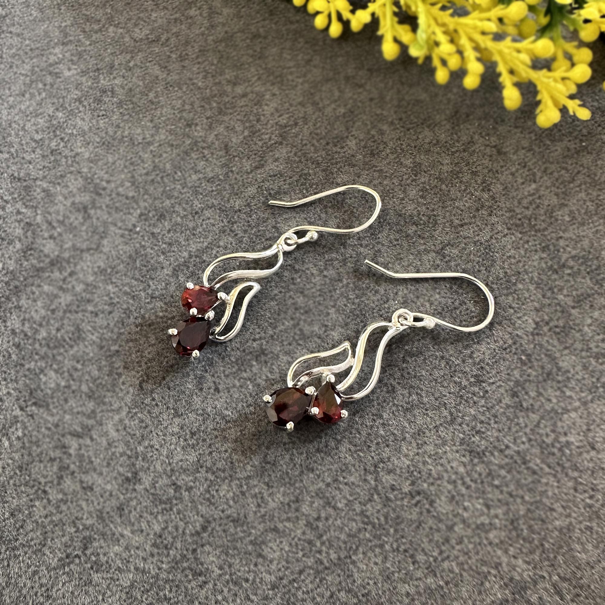 Ruby Blossom Drop Earrings