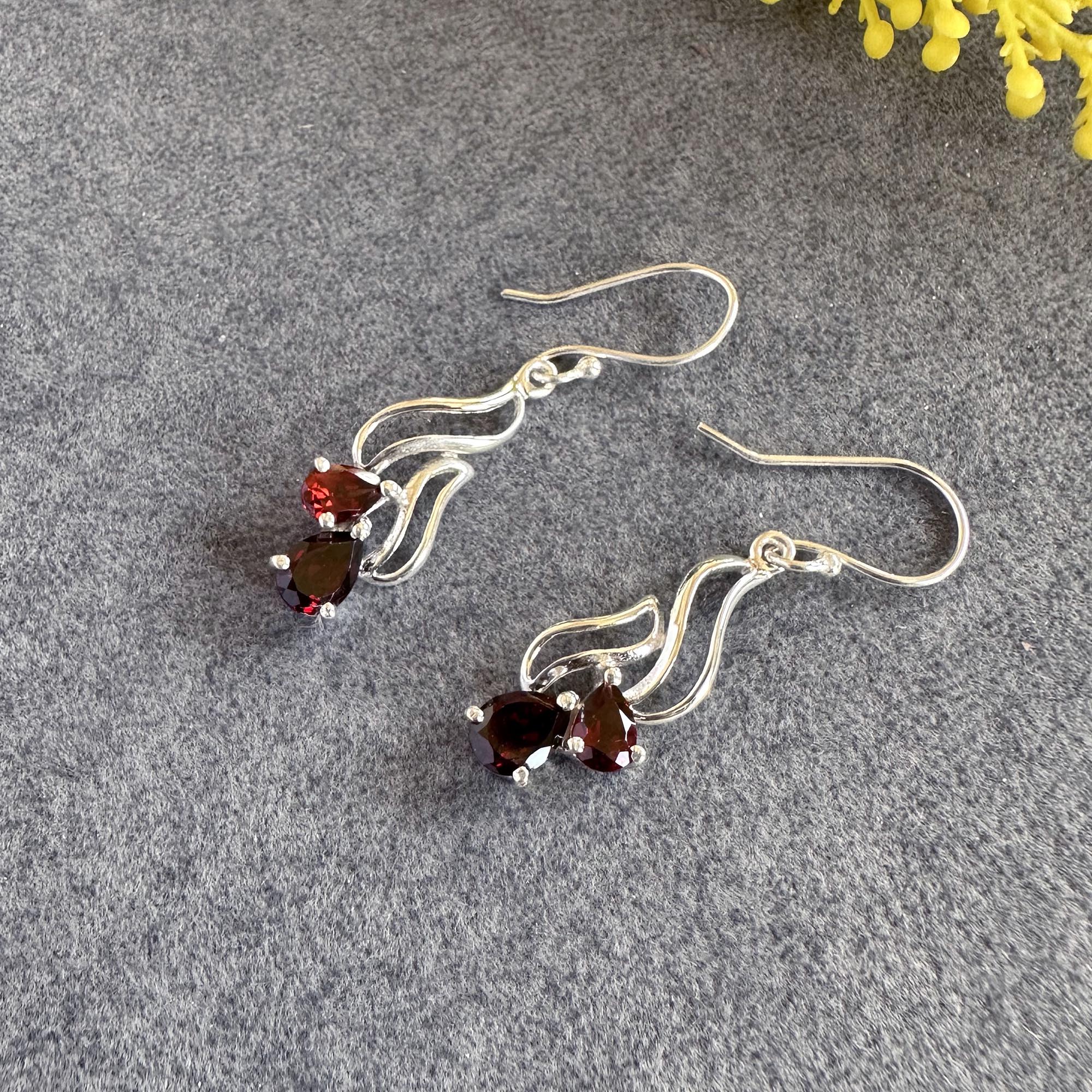 Ruby Blossom Drop Earrings