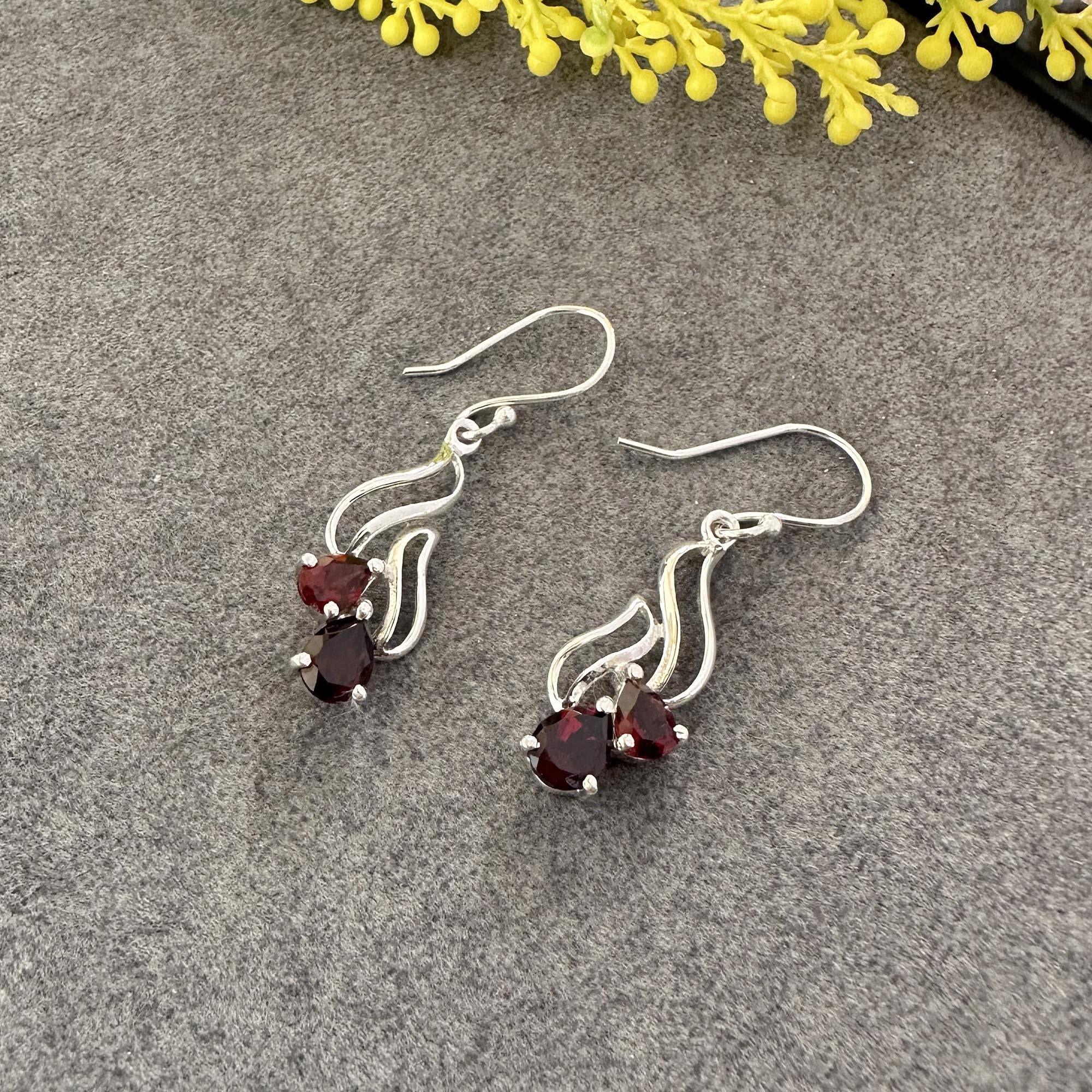 Ruby Blossom Drop Earrings