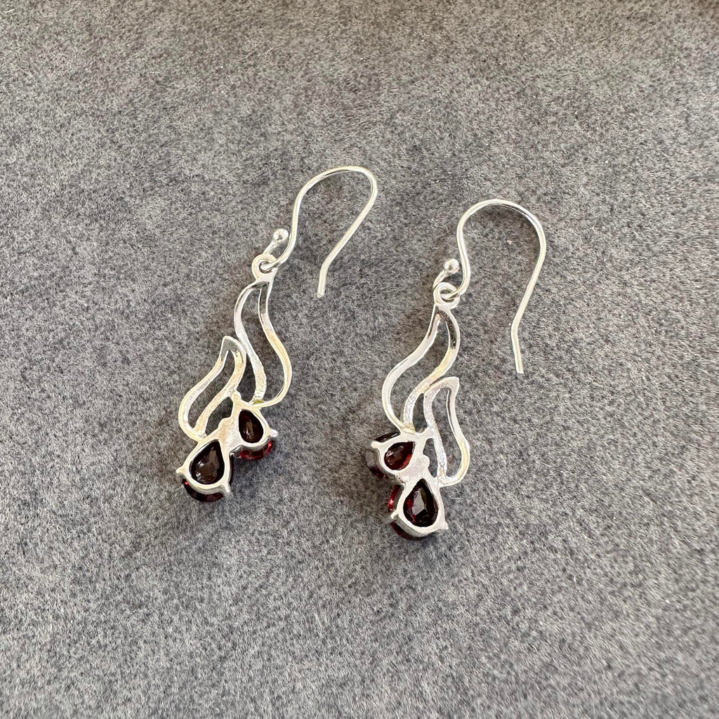 Ruby Blossom Drop Earrings
