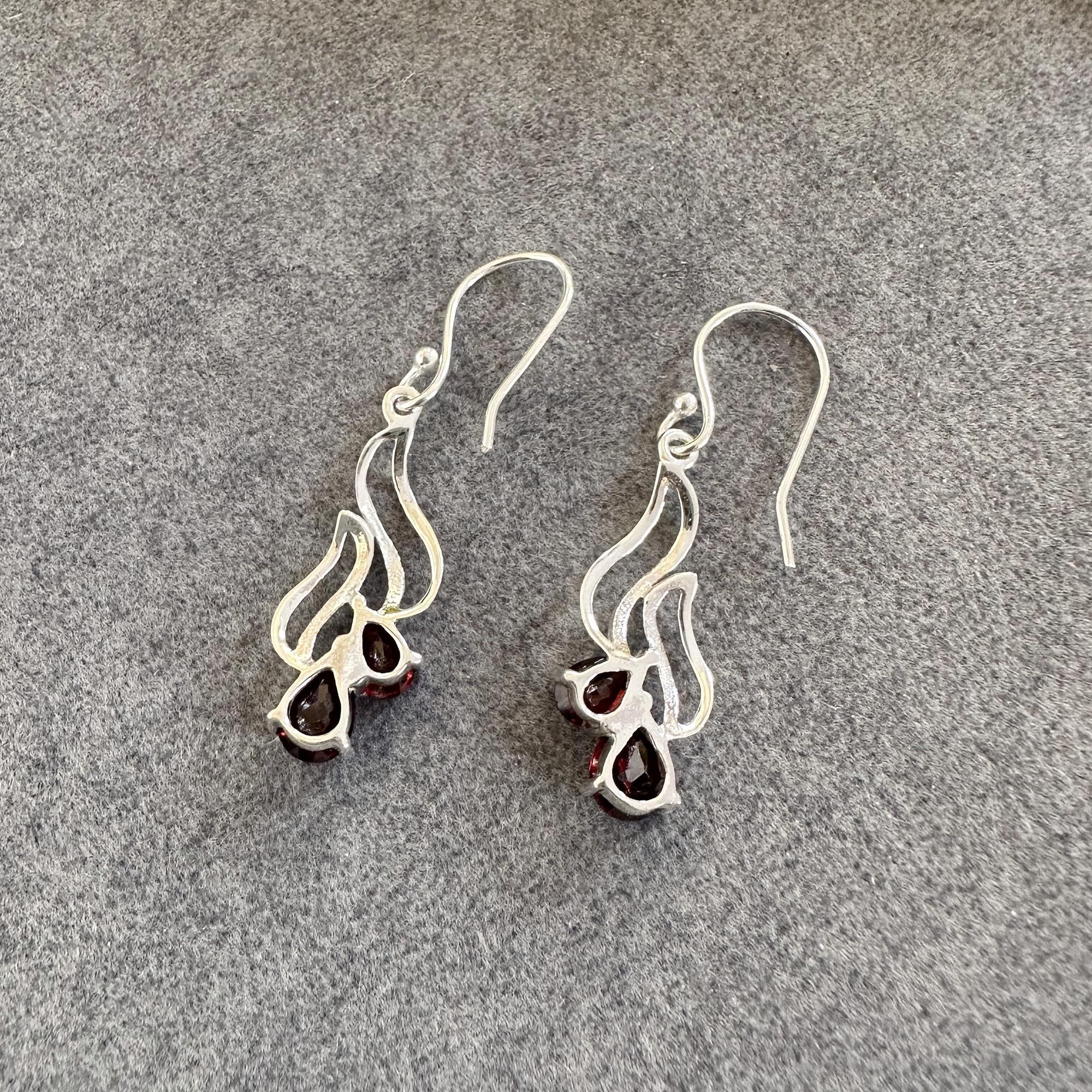 Ruby Blossom Drop Earrings