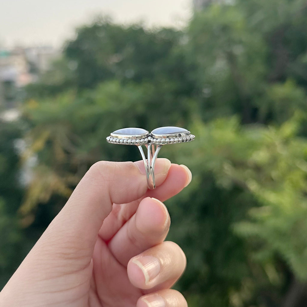 Celeste Double Blue Lace Agate Statement Ring