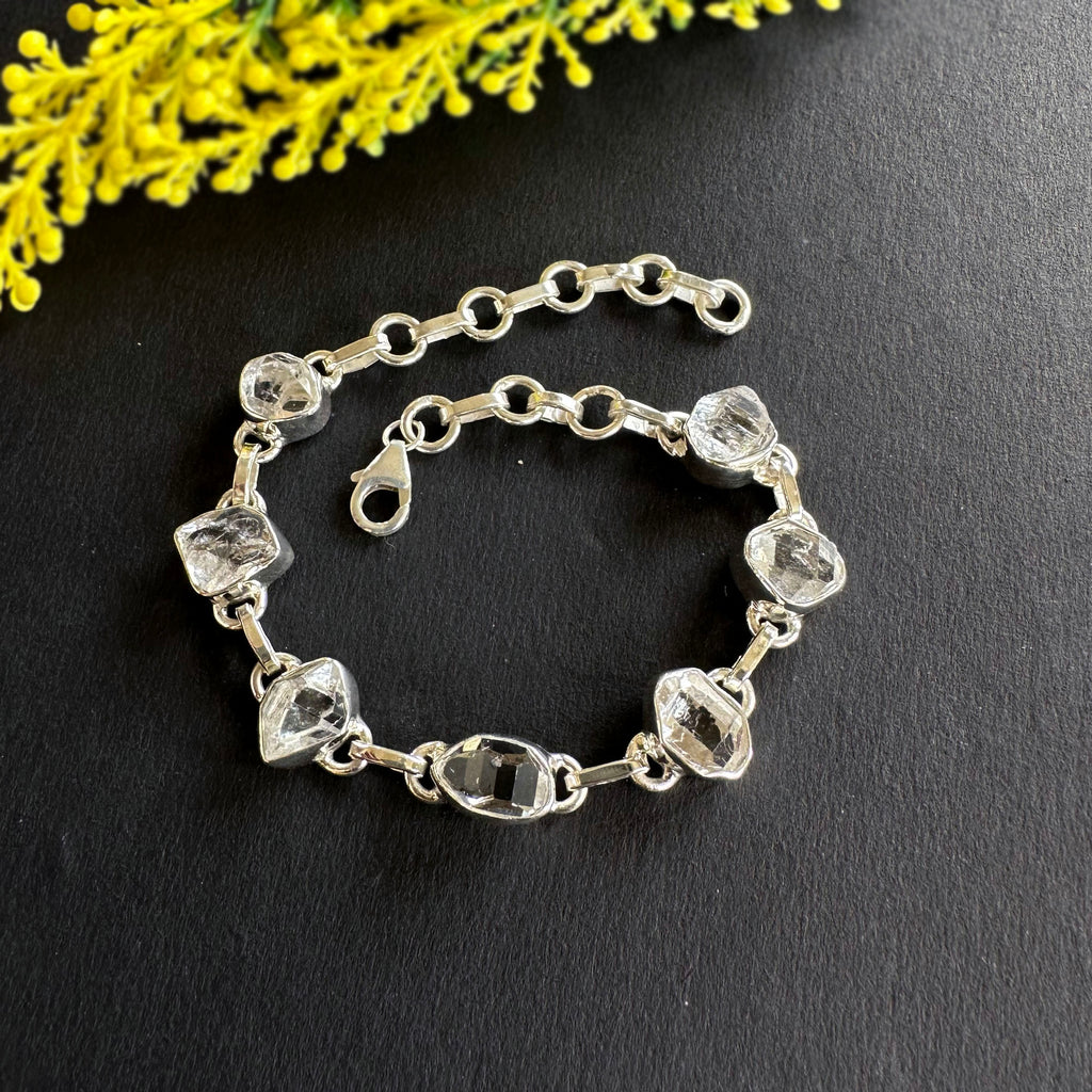 Sofloras Handcrafted Herkimer Diamond Bracelet | Unique Silver Original