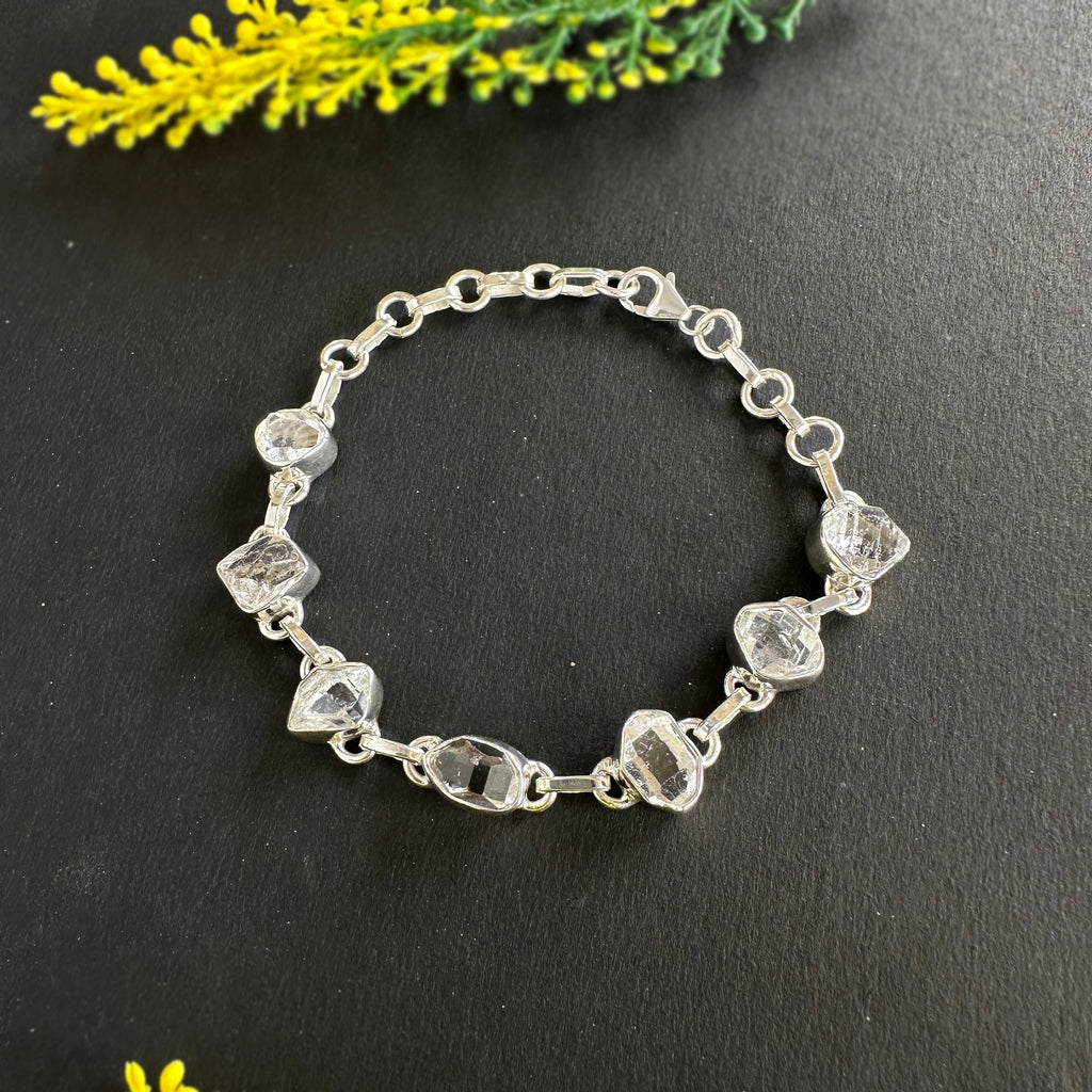 Sofloras Handcrafted Herkimer Diamond Bracelet | Unique Silver Original