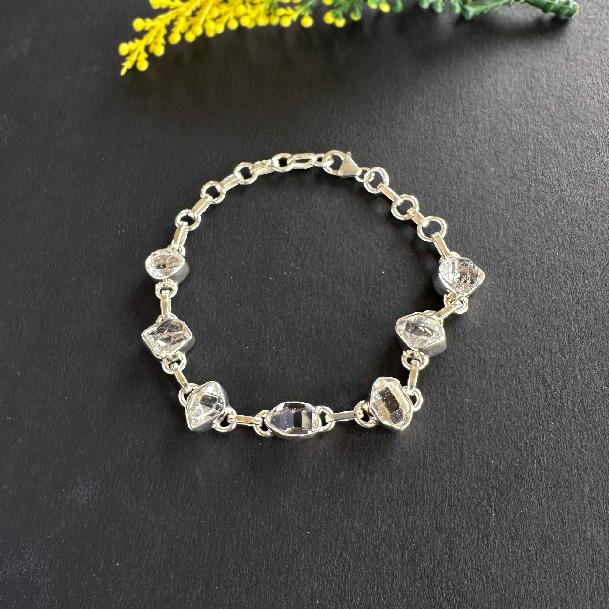 Sofloras Handcrafted Herkimer Diamond Bracelet | Unique Silver Original