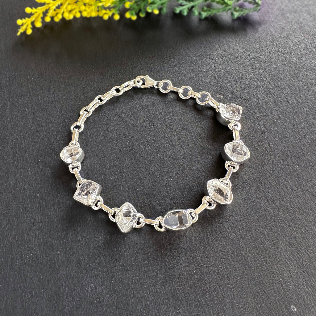 Sofloras Handcrafted Herkimer Diamond Bracelet | Unique Silver Original