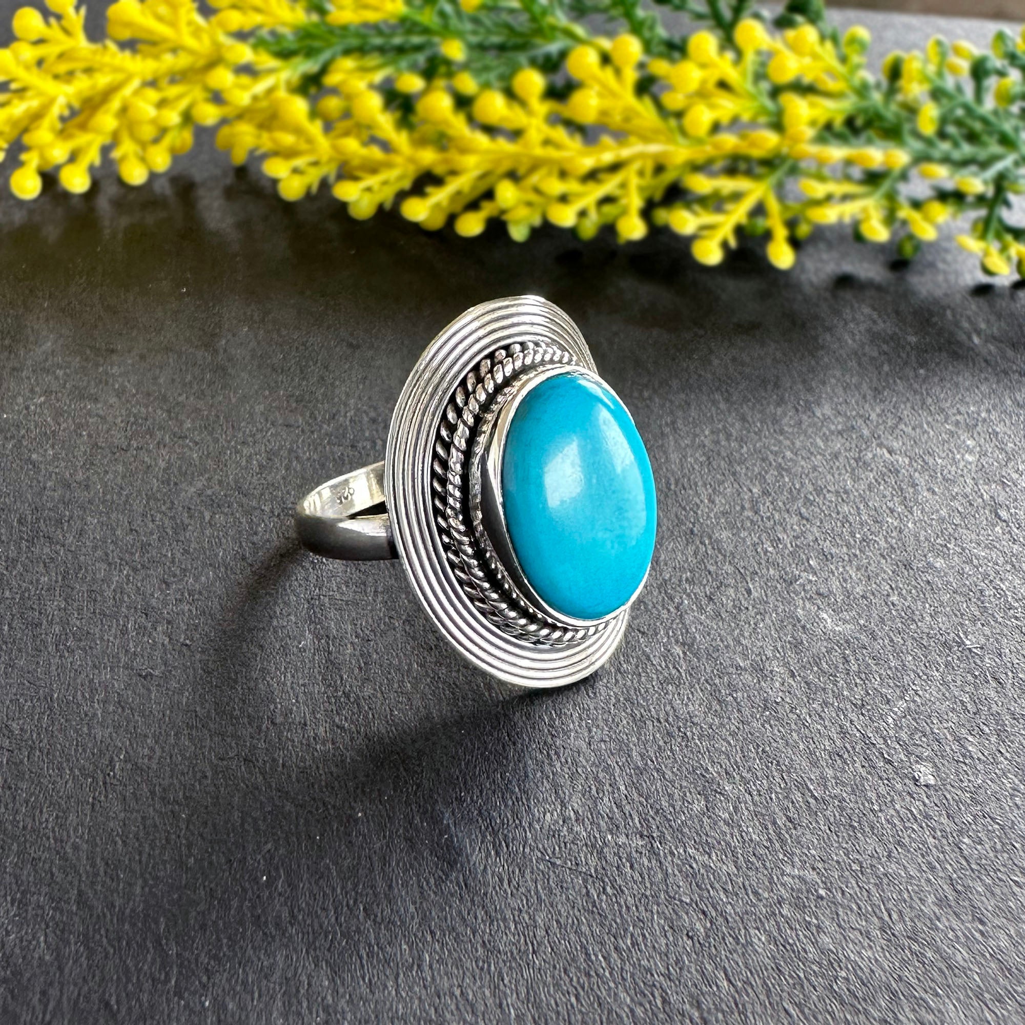 Azure Oasis Turquoise Statement Ring in 925 Sterling Silver