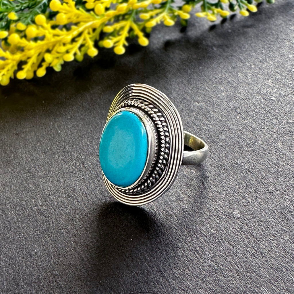 Azure Oasis Turquoise Statement Ring in 925 Sterling Silver