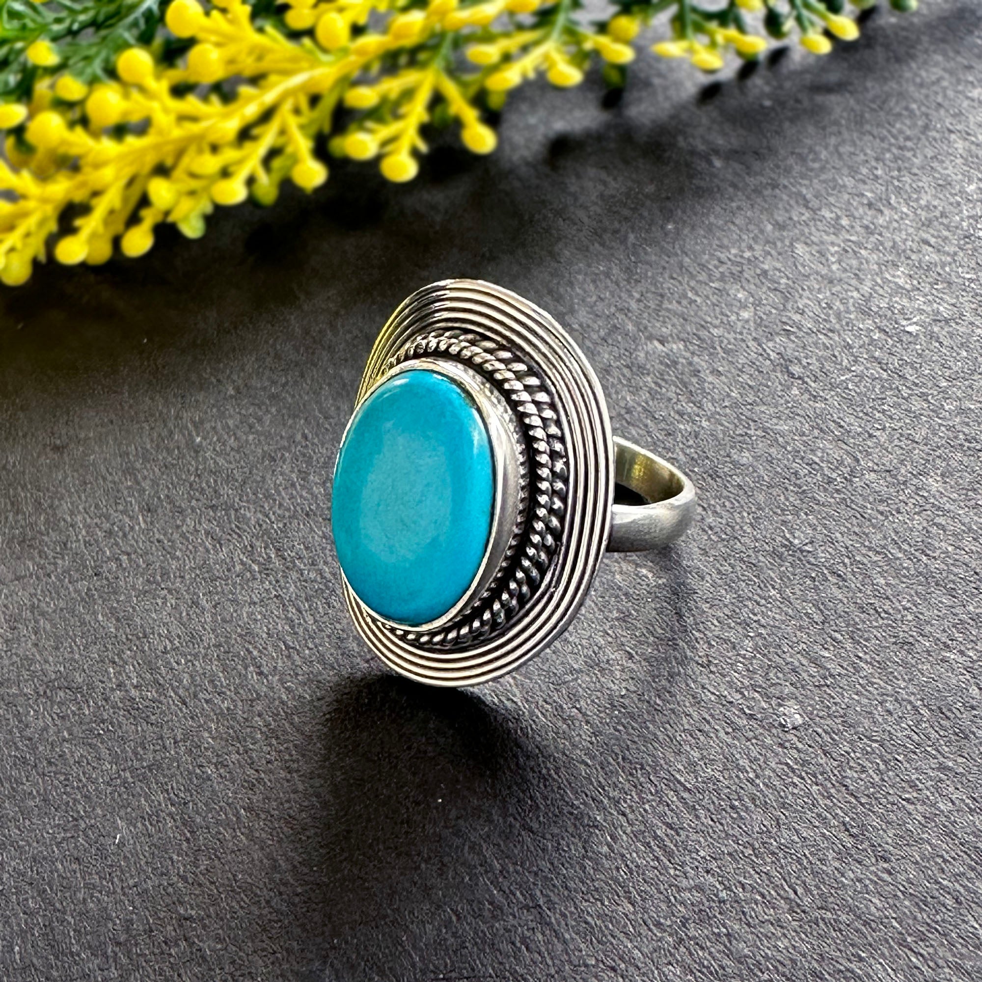Azure Oasis Turquoise Statement Ring in 925 Sterling Silver