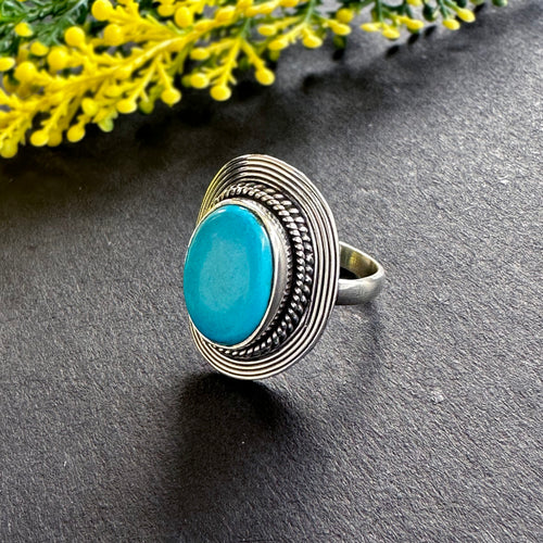 Azure Oasis Turquoise Statement Ring in 925 Sterling Silver