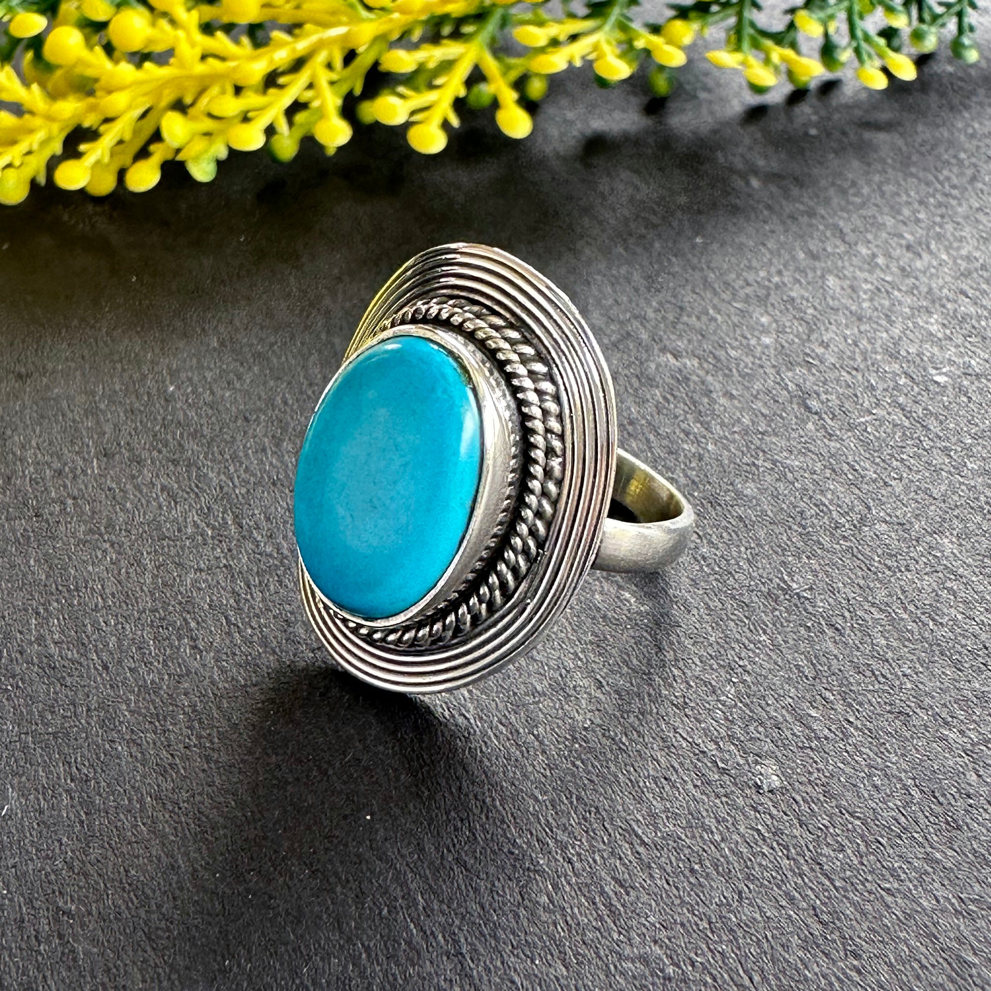 Azure Oasis Turquoise Statement Ring in 925 Sterling Silver