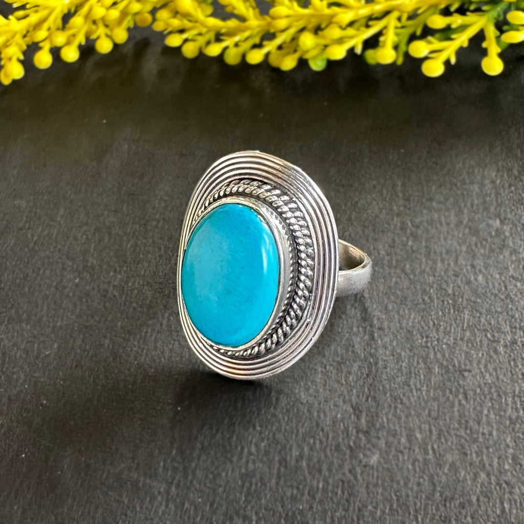 Azure Oasis Turquoise Statement Ring in 925 Sterling Silver