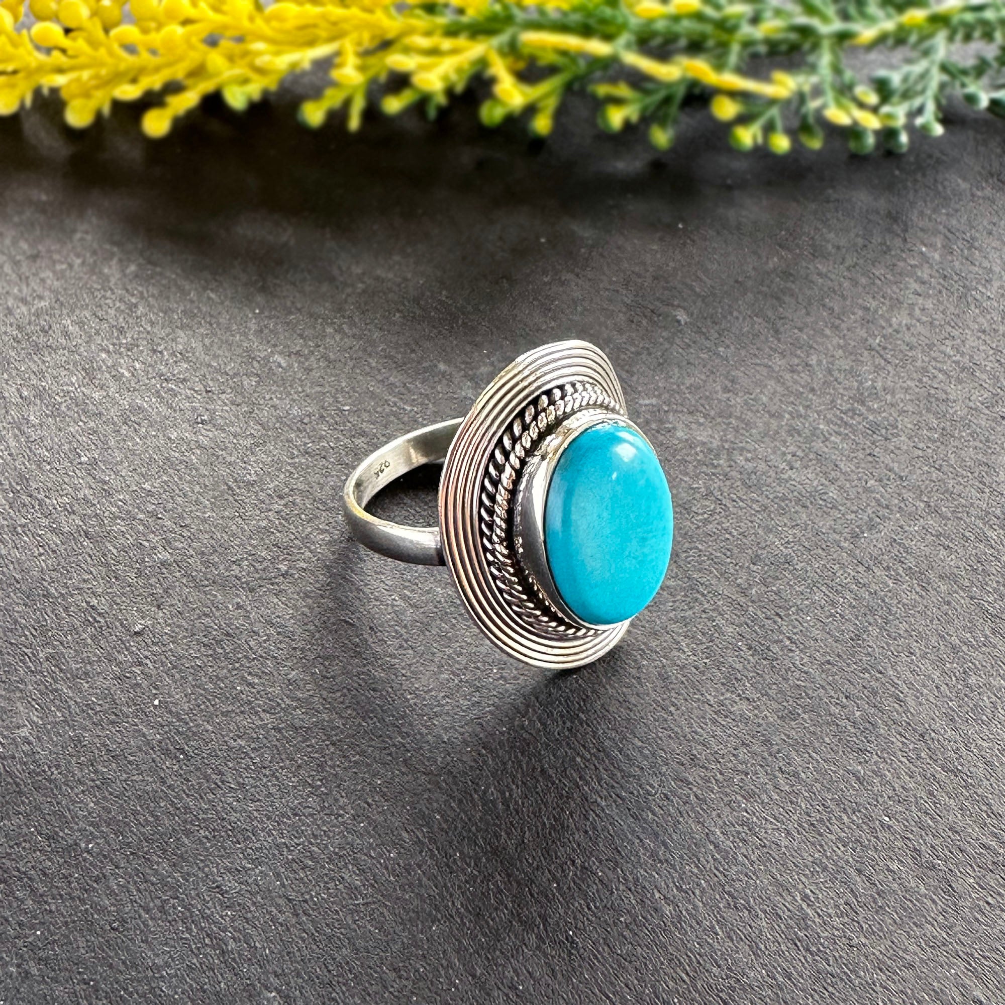 Azure Oasis Turquoise Statement Ring in 925 Sterling Silver