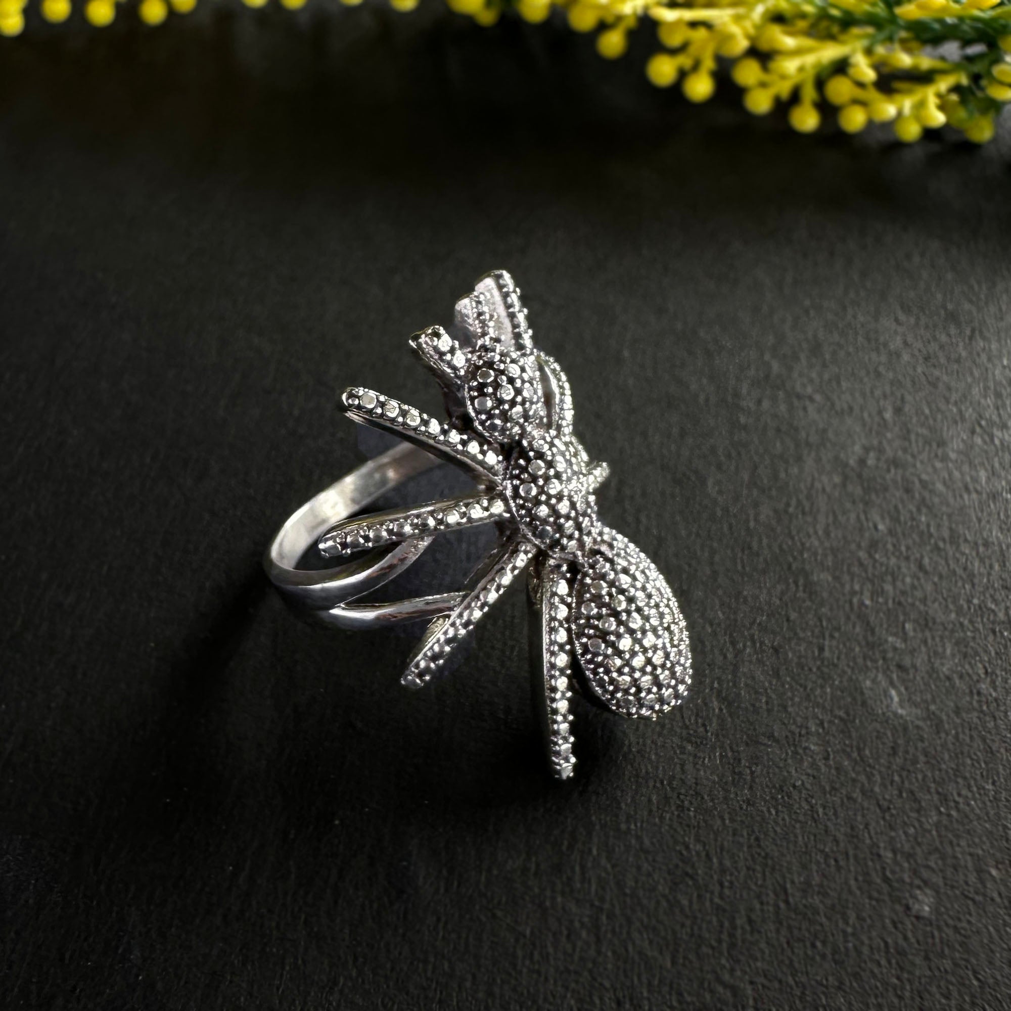 Noir Spider 925 Sterling Silver Ring| Handcrafted Gothic Statement Jewelry
