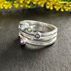 Prism Flora 925 Sterling Silver Multiple Birthstone Ring