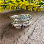 Prism Flora 925 Sterling Silver Multiple Birthstone Ring
