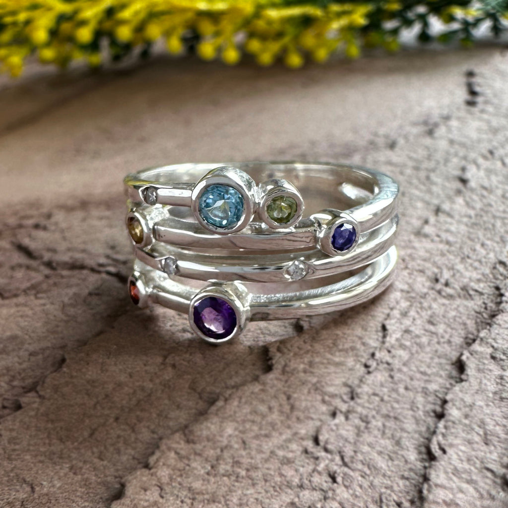Prism Flora 925 Sterling Silver Multiple Birthstone Ring