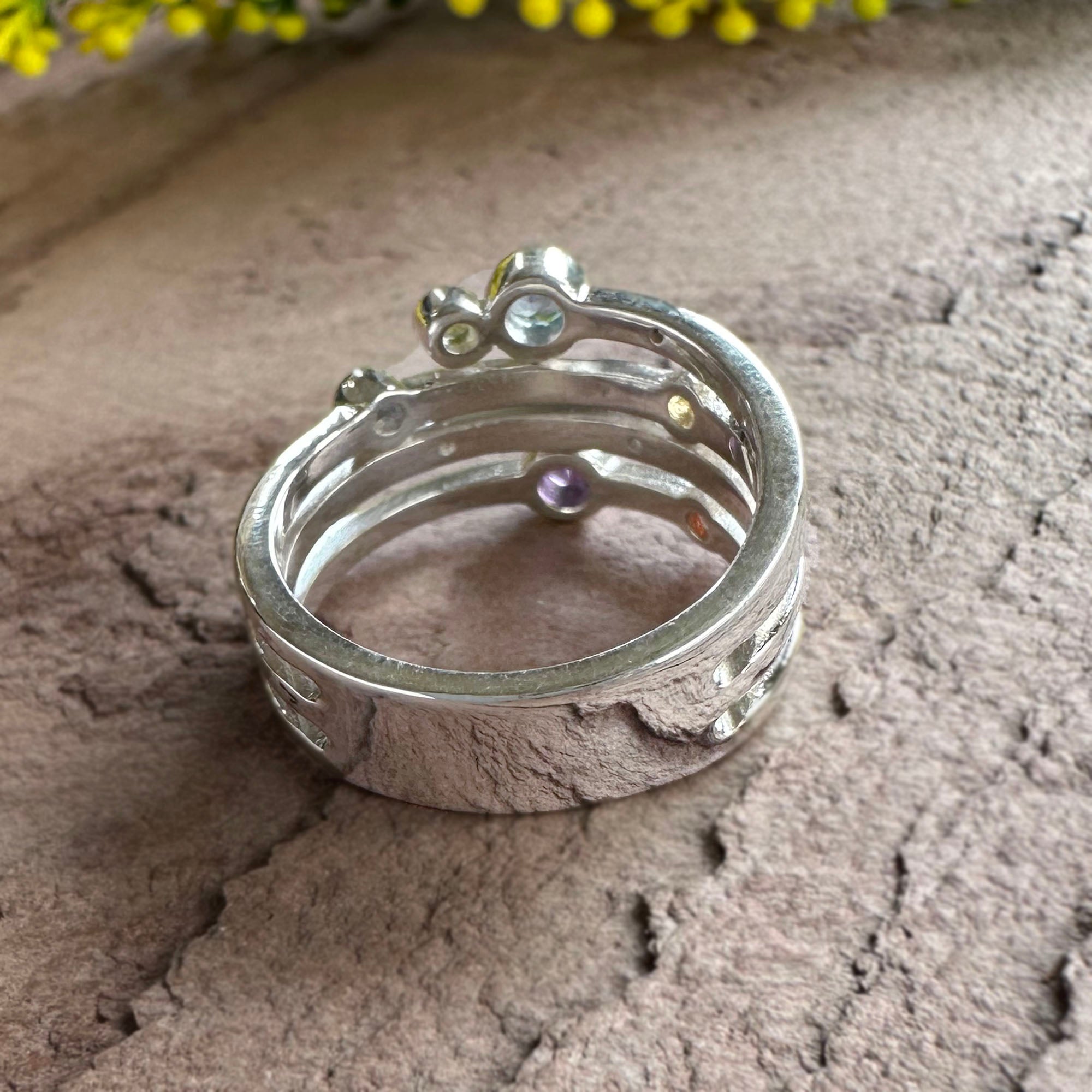 Prism Flora 925 Sterling Silver Multiple Birthstone Ring
