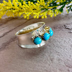 Crown Oasis Turquoise Spinner Ring in 925 Sterling Silve