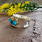 Crown Oasis Turquoise Spinner Ring in 925 Sterling Silve