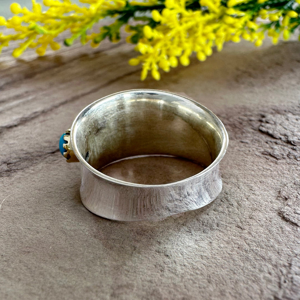 Crown Oasis Turquoise Spinner Ring in 925 Sterling Silve