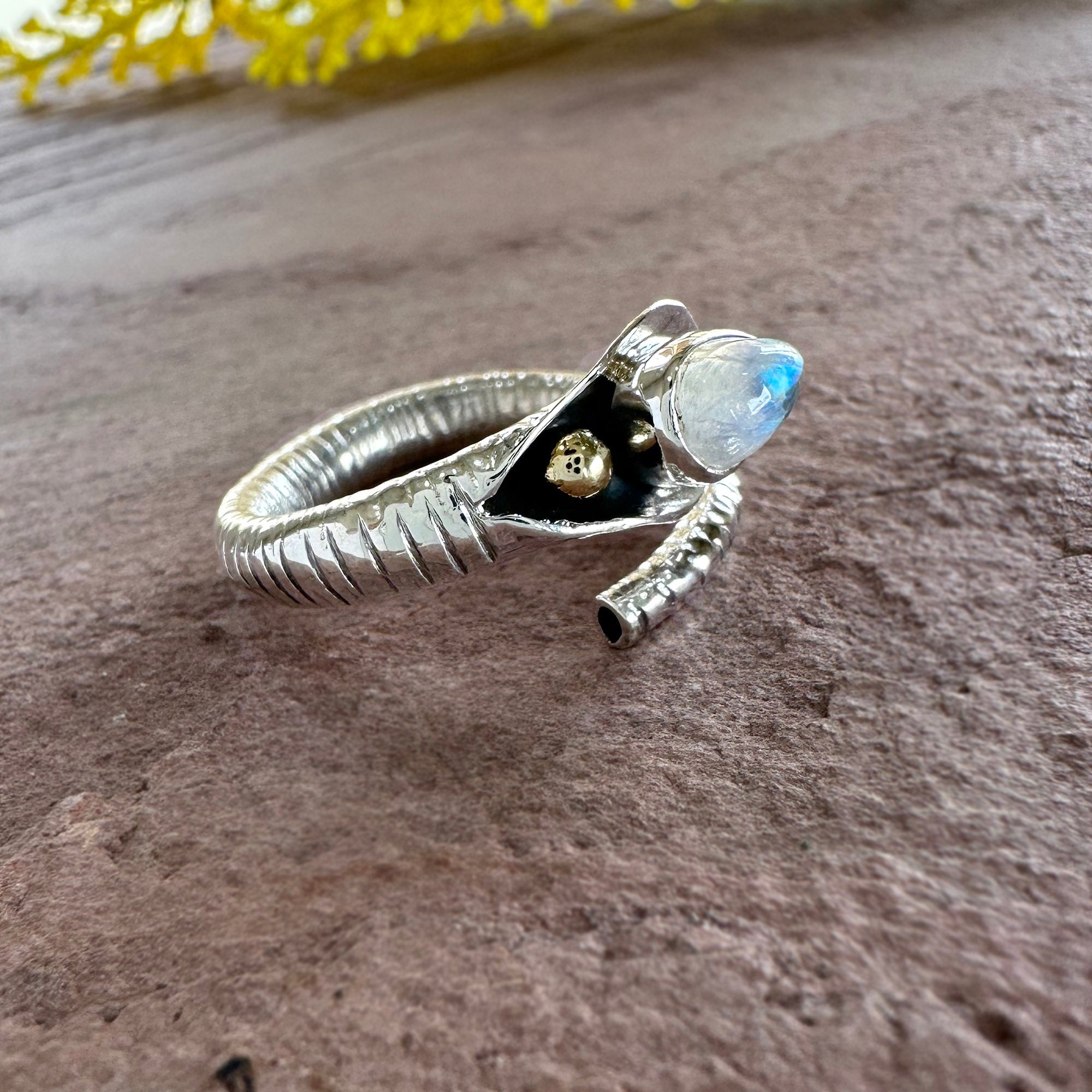 Serpent’s Glow Moonstone Wrap Ring