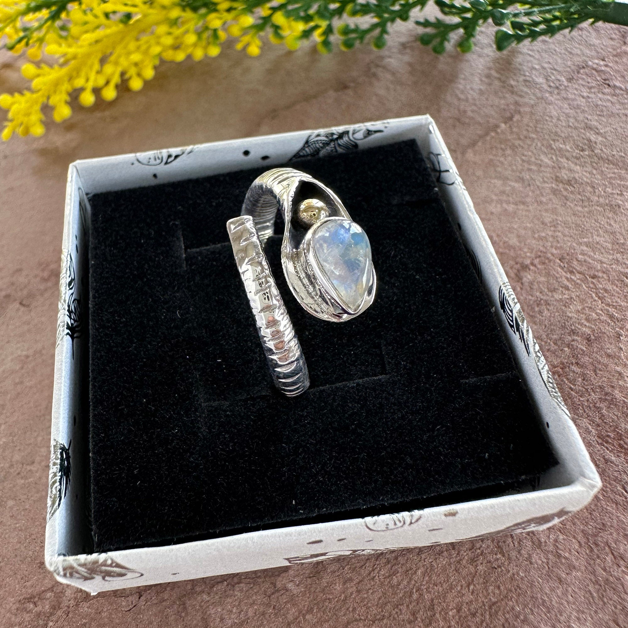 Serpent’s Glow Moonstone Wrap Ring