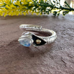 Serpent’s Glow Moonstone Wrap Ring