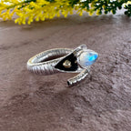 Serpent’s Glow Moonstone Wrap Ring