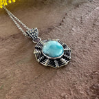 Sunburst Larimar Weaver Pendant Necklace