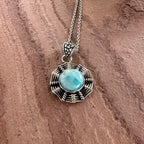 Sunburst Larimar Weaver Pendant Necklace