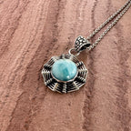 Sunburst Larimar Weaver Pendant Necklace